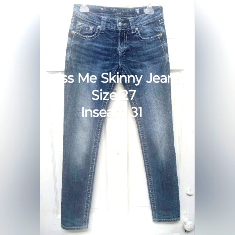 Miss Me Jeans Size 27 Inseam 31 Women's Skinny Blue Jeans #MMJ08